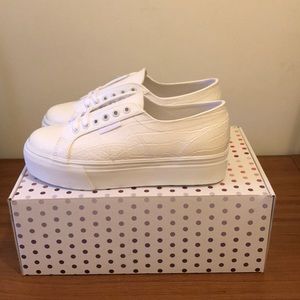 Superga Croc-Embossed Low-Top Platform Sneakers